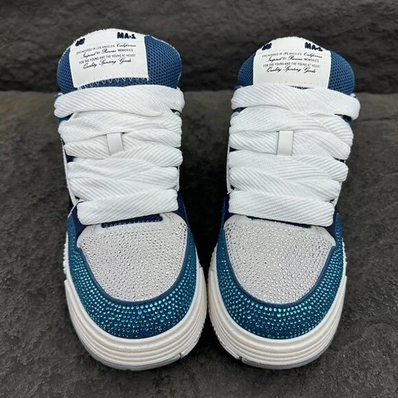 Amiri Crystal-Embellished Leather Sneakers - Picture 3 of 16